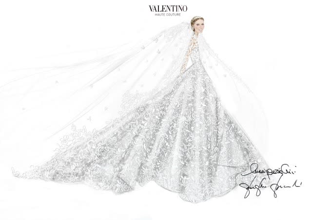 This has to be one of the best celebrity wedding dresses we've ever seen. Nicky Hilton looked gorgeous in a lacy, long-sleeved Valentino Couture wedding gown on Friday, as she stepped out of her London hotel headed to marry banking heir James Rothschild at Kensington Palace. FameFlynet <strong>PHOTOS: Beautiful Brides -- The Best Celebrity Wedding Dresses</strong> FameFlynet Check out the 31-year-old socialite's amazing train. FameFlynet Nicky had quite the hand in designing the gown as well. "Ever since I was a little girl I wanted Valentino to design my wedding dress. Valentino is the definition of timeless elegance, I don't think there's another couture house like it," she told Harper's Bazaar. <strong> WATCH: Nicky Hilton Marries James Rothschild in Lavish Ceremony </strong> "I went through every look from their collections over the last 10 years," she added. "I studied the archives, and I just sent notes about details I liked -- a certain sleeve, a high neckline." Valentino And the result -- six months later! -- is absolutely stunning: a custom couture gown with guipure lace, crystal embellishments, a balloon skirt and a nearly 10-foot train. The bride completed her look with a pair of white Christian Louboutins, inscribed with "Mrs. Rothschild." <strong>WATCH: Oops! Nicky Hilton Bares Her Butt in Serious Versace Wardrobe Malfunction</strong> Check out another memorable celebrity wedding dress -- Angelina Jolie's Versace gown when she married longtime love Brad Pitt last September -- in the video below.