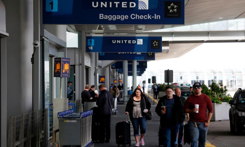 Travelers at the United Airlines terminal at O’Hare International Airport in Chicago, Illinois on 12 April 2017.