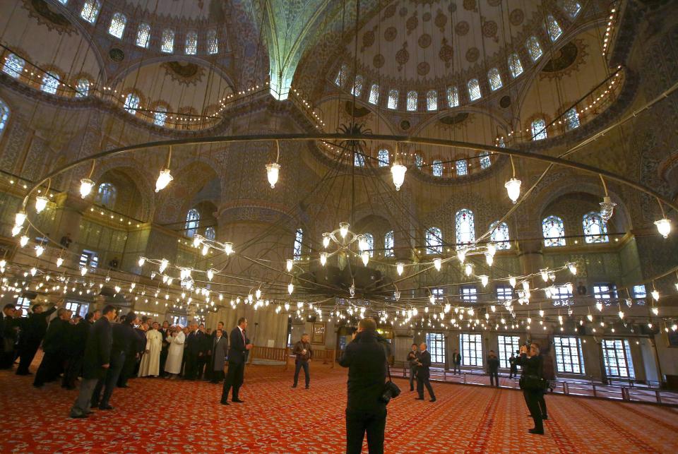 Pope Francis visits the Sultan Ahmet mosque, popularly known as the Blue Mosque, in Istanbul