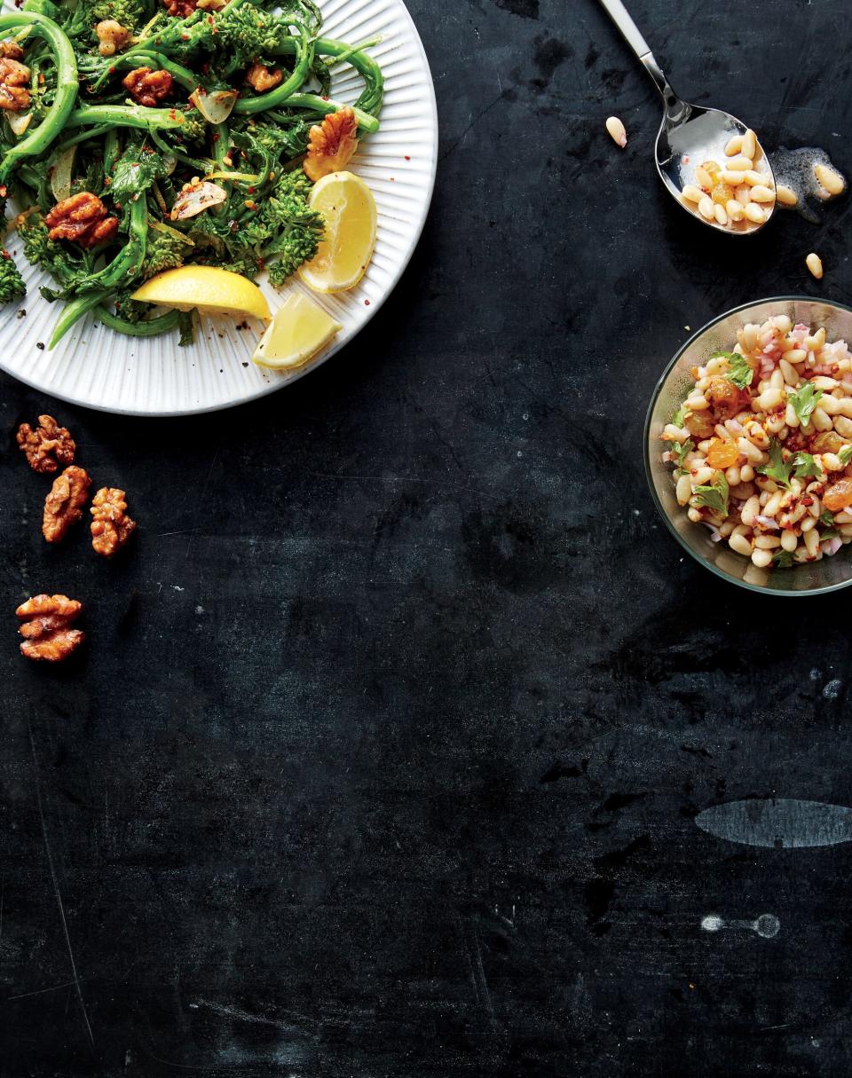 Spicy Broccoli Rabe with Fried Walnuts