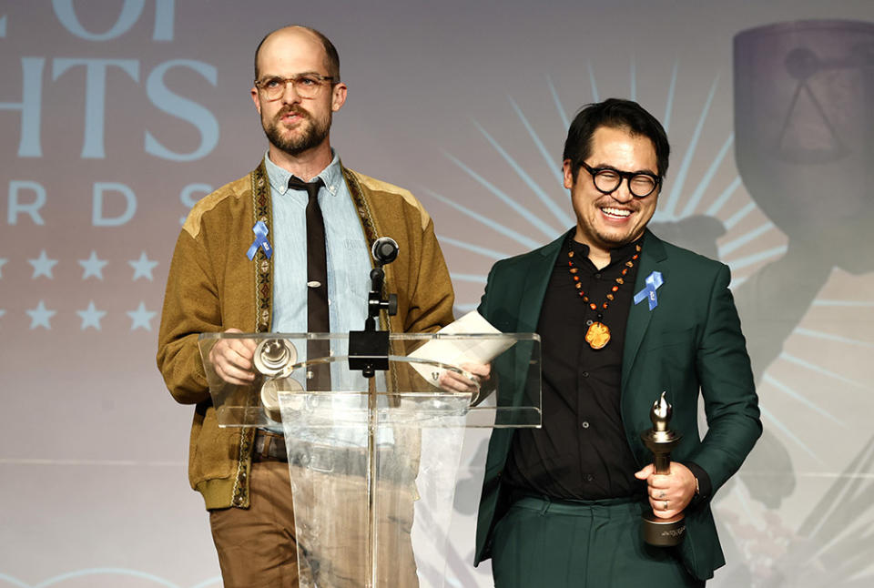 Daniel Scheinert, Daniel Kwan attend the ACLU Of Southern California's Centennial Bill Of Rights Awards Show at The Westin Bonaventure Hotel and Suites, Los Angeles on February 18, 2024 in Los Angeles, California.