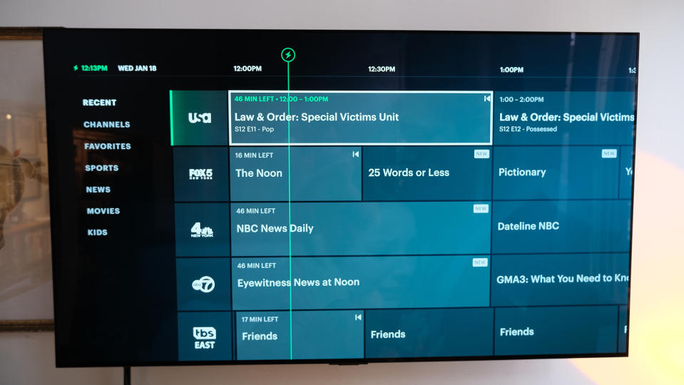 The channel grid on Hulu + Live TV