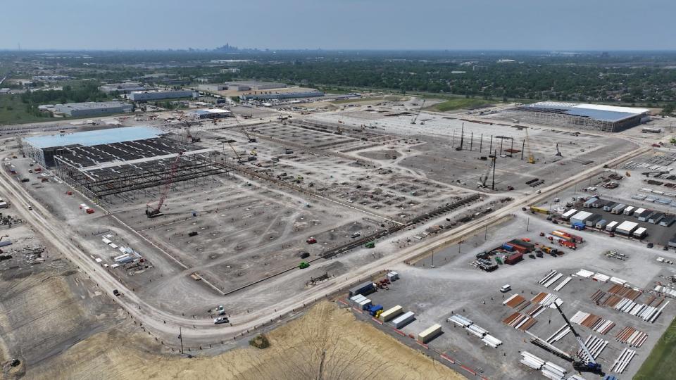 The NextStar EV battery plant in Windsor, Ont., is shown under construction in the summer of 2023.