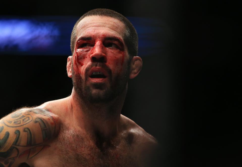 Matt Brown looks on during his welterweight bout against Donald Cerrone on Dec. 10, 2016. (Getty)