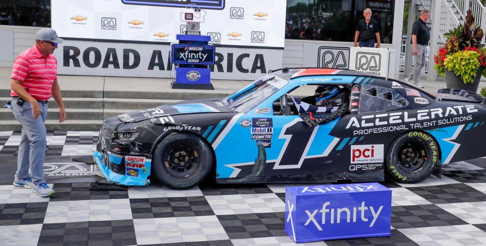 Sam Mayer, a Franklin native, won for the first time in the NASCAR Xfinity Series at his home track in the Road America 180 last July, but he won't have the chance to defend with the series not returning this year.
