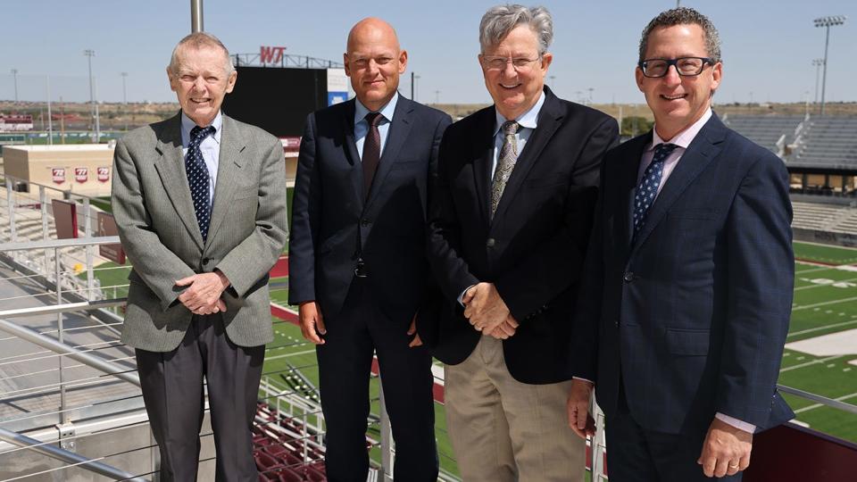 The Sound of West Texas Buffalo Marching Band has been led since 1963 by only four directors: Dr. Gary Garner, from left, Dr. B.J. Brooks, Dr. Don Lefevre and Dr. Russ Teweleit.