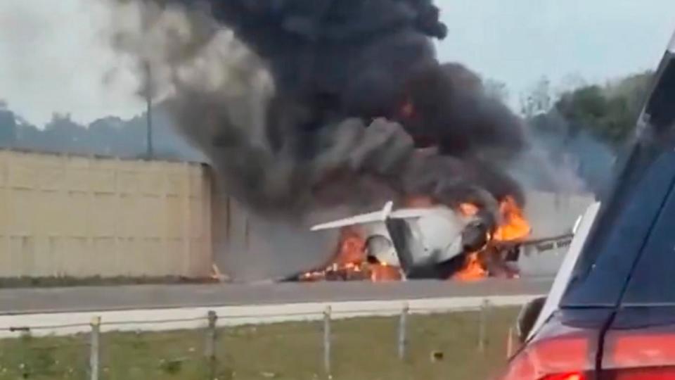 PHOTO: A plane crash on I75 south in Naples, Fla., Feb. 9, 2024. (JoeBlow_808 / X)