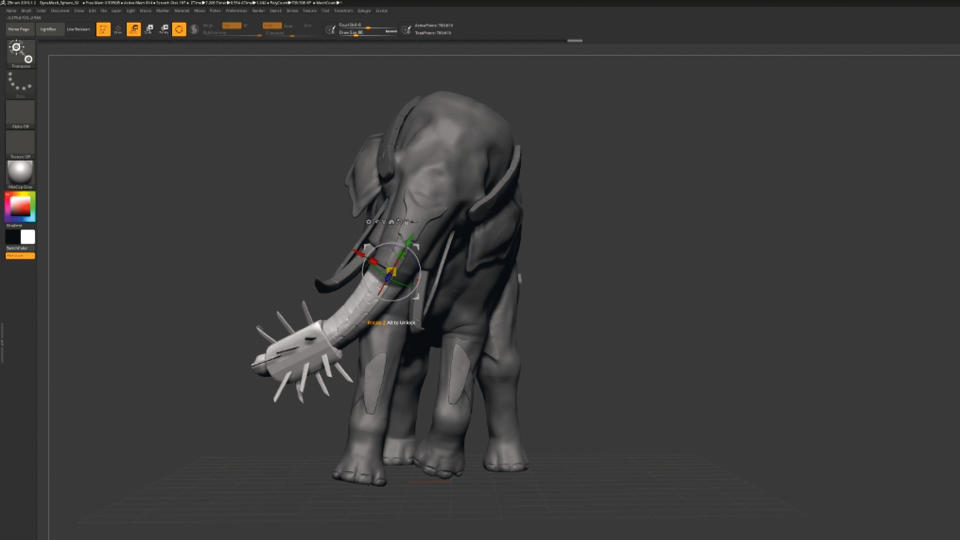 Digital sculpting and painting of elephant in ZBrush and Photoshop by Rob Brunette