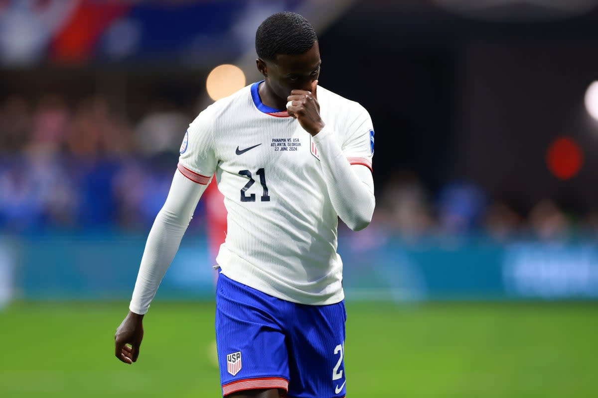 Tim Weah was sent off during the early stages of the USA’s defeat by Panama at the 2024 Copa America (Getty Images)