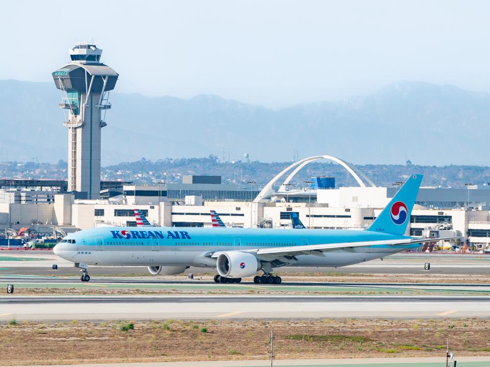 Korean Airlines plane on the runway.
