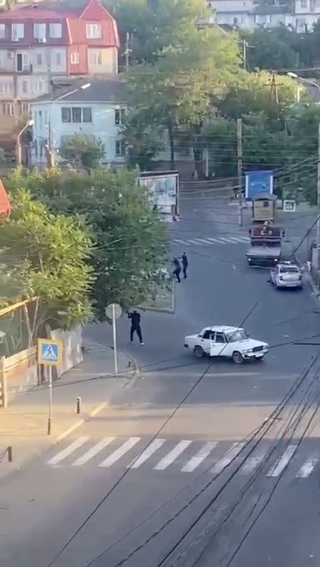 Eyewitness video shows shooting on street in Makhachkala