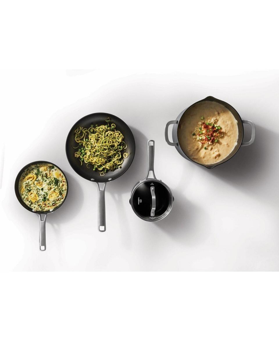 The pots and pans in this cookware set have features like measuring marks, so you know how much water to boil, and pour spouts to make serving easier. The set comes with two fry pans, two sauce pans, a saut&eacute; pan and stock pot. Each pot and pan is made from a hard-anodized aluminum. <a href="https://fave.co/35Kuv6m" target="_blank" rel="noopener noreferrer">Originally $340, get the set now for $140 at Macy's</a>. 