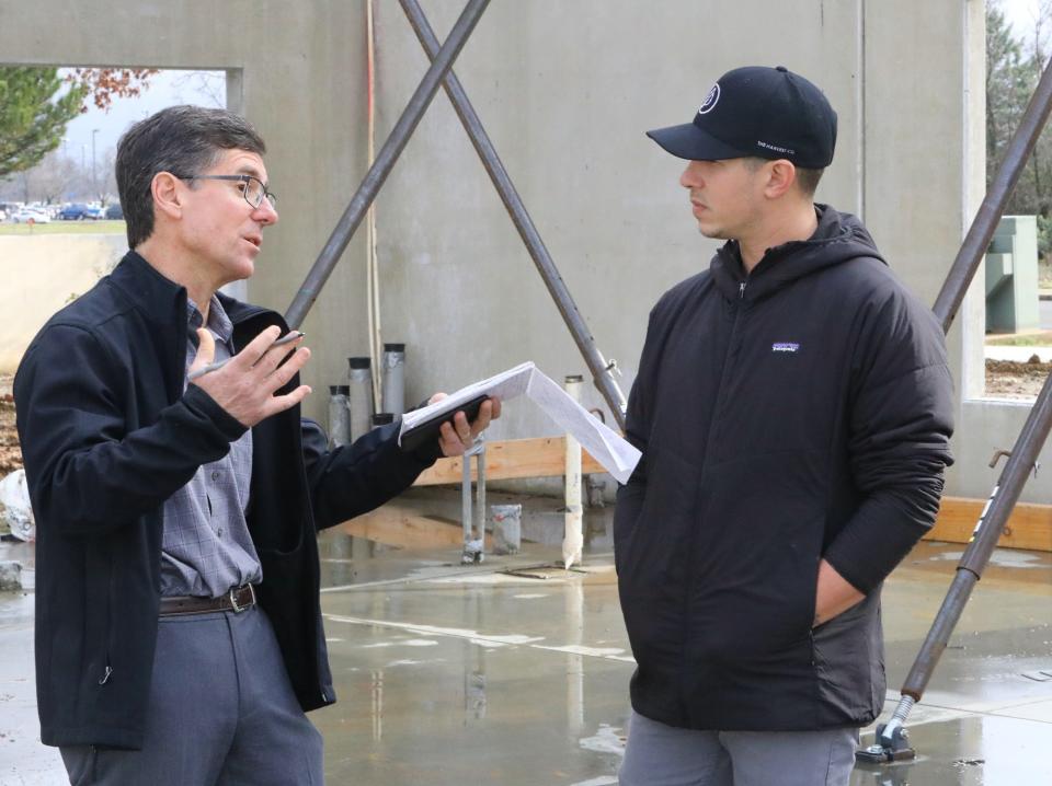 Record Searchlight journalist David Benda interviews Robert Masterson on Monday, Oct. 19, 2020 in retail shop that was being built off Lockheed Drive near Redding Regional Airport.