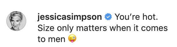 Jessica Simpson responded to Amy Schumer's post about baby weight loss. (Screenshot: Amy Schumer via Instagram)