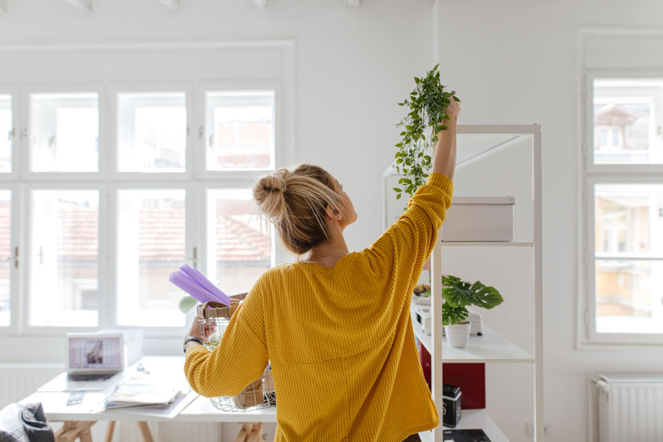 Photo of a woman arranging her new apartment