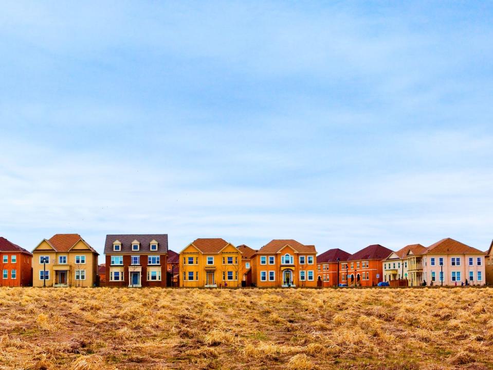 Houses in row, Toronto, Ontario, Canada - stock photo