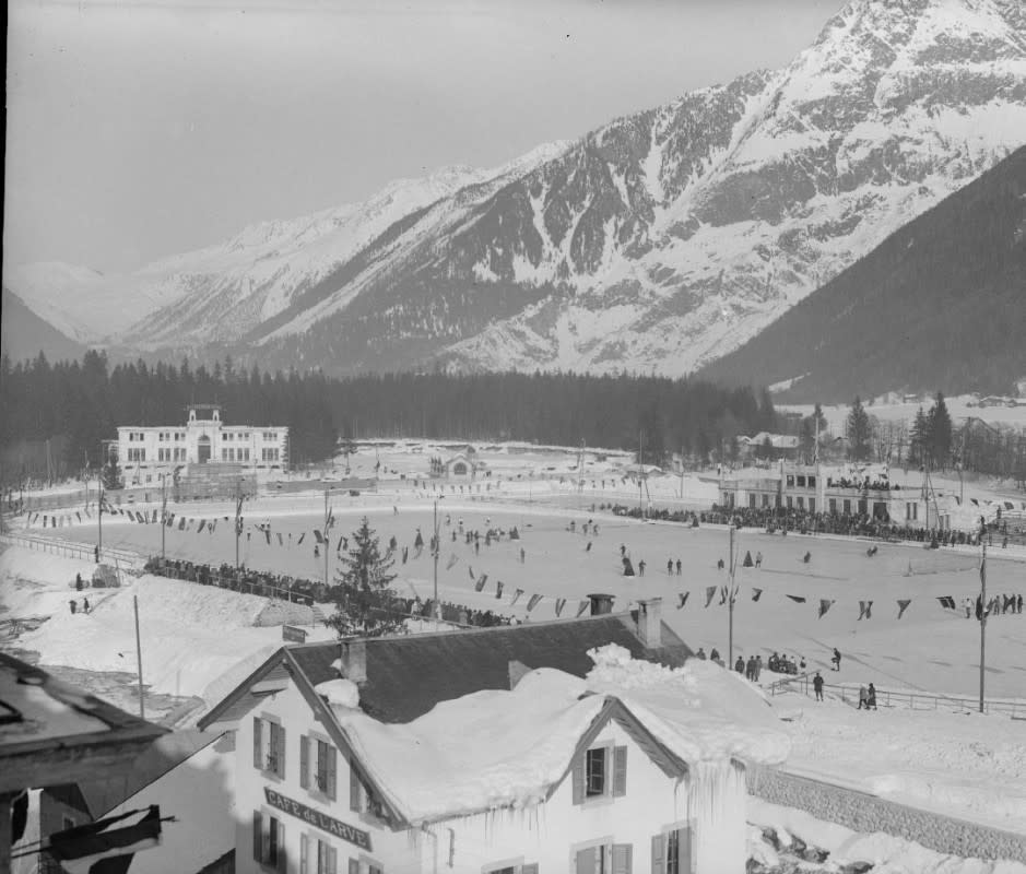 Chamonix in 1924: Home to the first Winter Olympics—and the world's largest ice rink. <p>Auguste Couttet, Municipal Archives of Chamonix-Mont-Blanc, Gay-Couttet Fund</p>