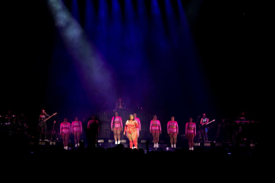 Lizzo performs at Bridgestone Arena  in Nashville , Tenn., Sunday, Oct. 23, 2022.