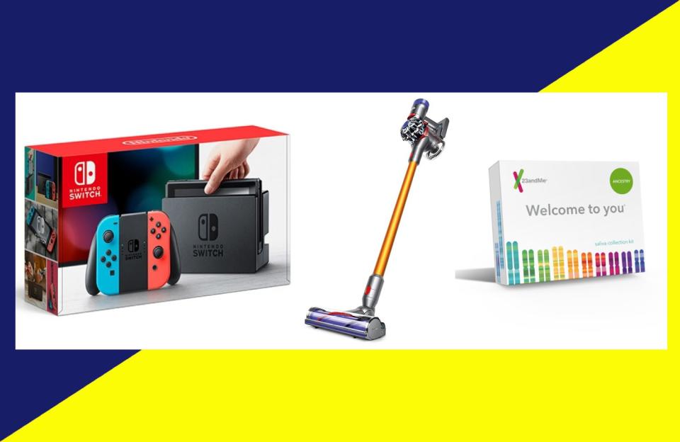 Top Amazon Prime Day deals from 2018 included items like Nintendo Switch accessories, Dyson vacuums, and the 23andMe DNA kit. (Photo: Amazon x HuffPost)