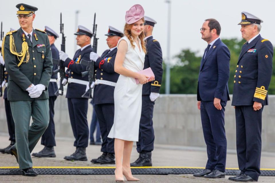 ghent, belgium june 25 princess elisabeth of belgium arrives prior to christen the oceanographic research vessel belgica on june 25, 2022 in ghent, belgium the rv belgica will play a key role in belgian and european marine research in the coming decades thanks to the new ship, marine scientists will be able to continue and expand their multi day or multi week expeditions in belgian waters and beyond photo by olivier matthysgetty images