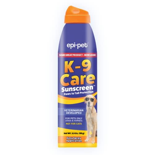 Epi-Pet K-9 Care Sunscreen, Paws to Tail Protection, Prevents Sunburns on Dogs and Horses, Sun Protector Spray, SPF 30+, Non-Greasy/Oily Solution – 3.5 oz (AMAZON)