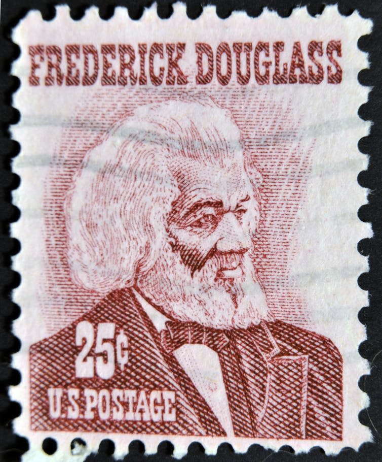 <span class="caption">A stamp printed in the US in 1973 shows Frederick Douglass.</span> <span class="attribution"><a class="link " href="https://www.shutterstock.com/image-photo/united-states-america-circa-1973-stamp-93216166?src=Zi_L4wsrGAwVmPHpZxrzTw-1-6" rel="nofollow noopener" target="_blank" data-ylk="slk:Shutterstock/Neftali;elm:context_link;itc:0;sec:content-canvas">Shutterstock/Neftali</a></span>