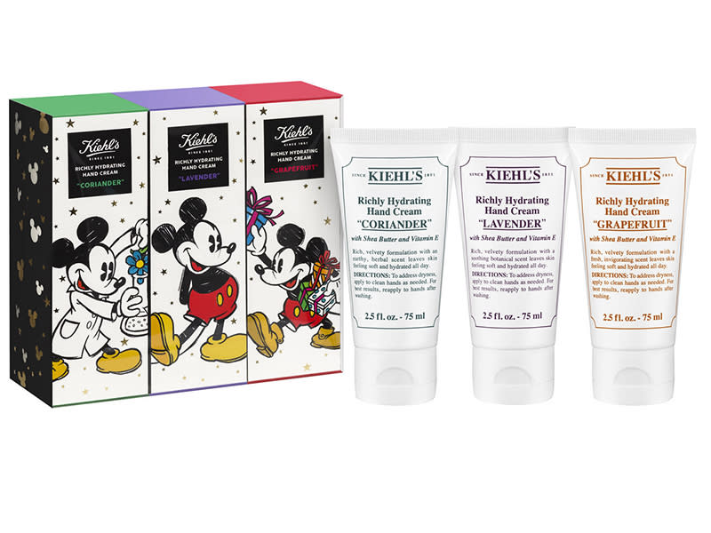 <p>Disney x Kiehl’s Collection For A Cause brings together two of our favorite brands. Not only are you giving a super luxe gift, you're also purchasing 310 meals for <a rel="nofollow noopener" href="http://www.feedingamerica.org/" target="_blank" data-ylk="slk:Feeding America;elm:context_link;itc:0;sec:content-canvas" class="link ">Feeding America</a>.</p><p>Buy it <a rel="nofollow noopener" href="https://click.linksynergy.com/fs-bin/click?id=93xLBvPhAeE&subid=0&offerid=536920.1&type=10&tmpid=6655&RD_PARM1=https%253A%252F%252Fwww.kiehls.com%252Fdisney-x-kiehl%2525E2%252580%252599s-scented-hand-cream-trio%252FKHL054.html&u1=ISGiftGuideGiftsThatGiveBackLK" target="_blank" data-ylk="slk:here;elm:context_link;itc:0;sec:content-canvas" class="link ">here</a> for $35.</p>