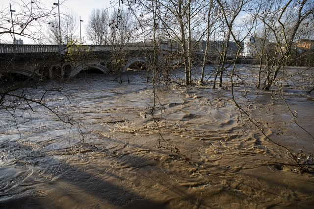 The river Ter is seen swollen after the torrential rain in Girona, Spain