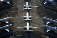 FILE PHOTO: An aerial photo shows Boeing 737 MAX aircraft at Boeing facilities at the Grant County International Airport in Moses Lake