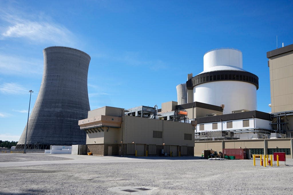 FILE - Unit 3’s reactor and cooling tower stand at Georgia Power Co.'s Plant Vogtle nuclear power plant on Jan. 20, 2023, in Waynesboro, Ga. Unit 3 has 100 percent energy output and is projected to be placed in service in June.