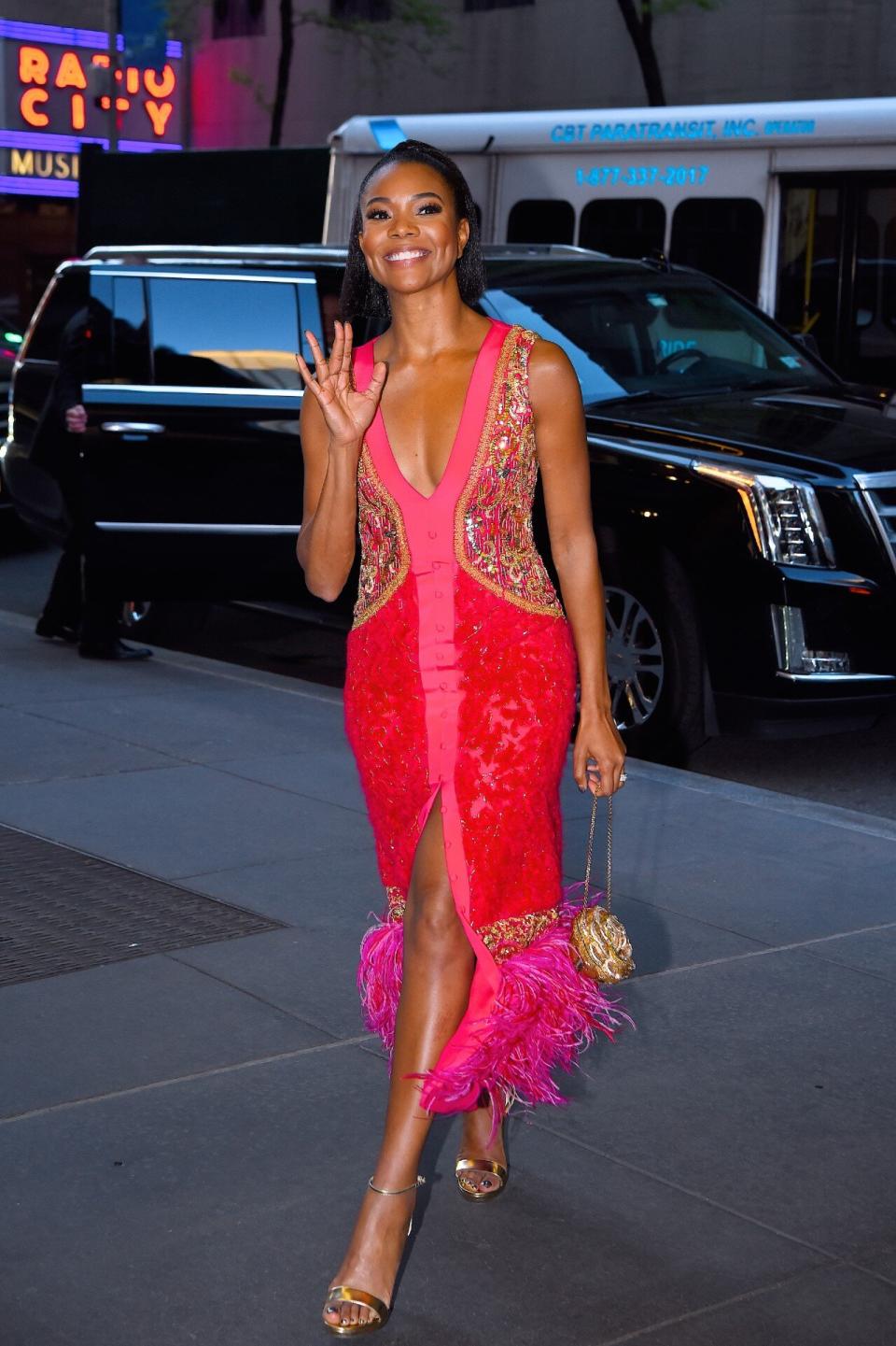 Gabrielle Union Pink Dress New York City 2019