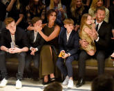 <br>When you're a Beckham a family day out means front row at fashion week... obvy!