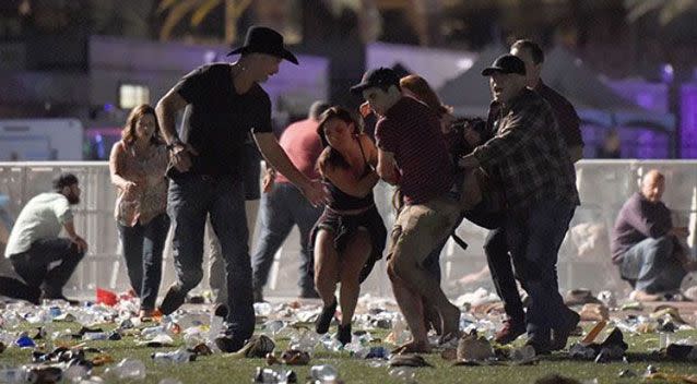 Paddock planned the massacre by choosing a luxury suite on the 32nd floor of the Mandalay Bay casino with a view over a country music festival attended by 22,000 people. Photo: Getty
