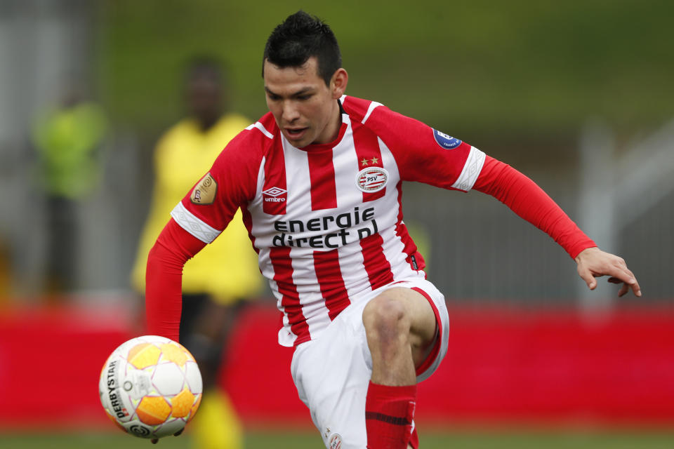 VENLO, NETHERLANDS - MARCH 17: Hirving Lozano of PSV during the Dutch Eredivisie  match between VVVvVenlo - PSV at the Seacon Stadium - De Koel on March 17, 2019 in Venlo Netherlands (Photo by Edwin van Zandvoort/Soccrates/Getty Images)