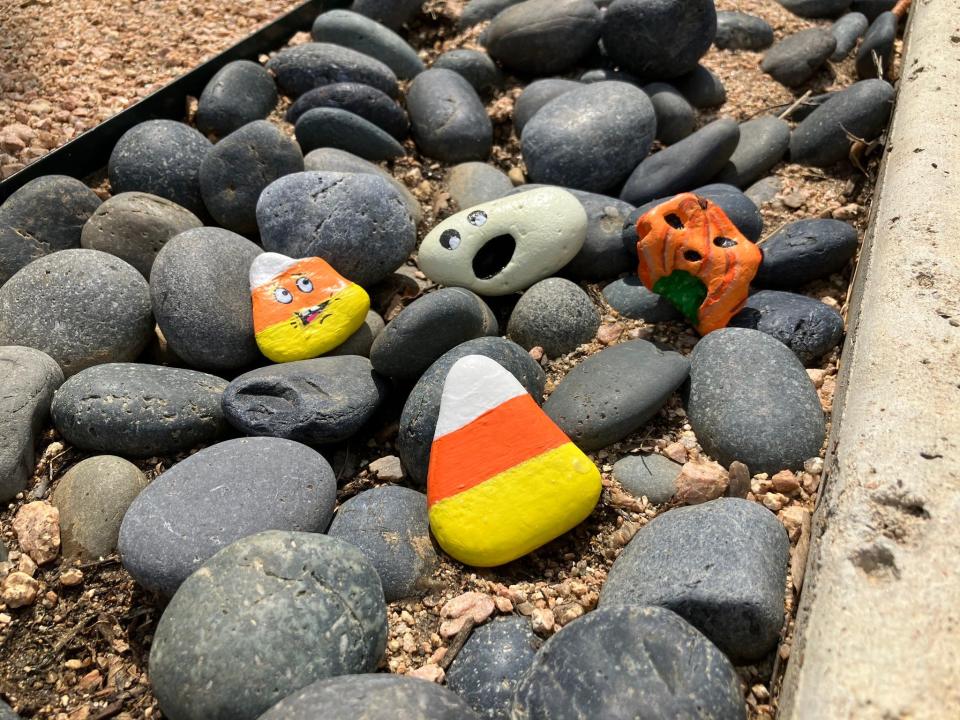 These Halloween-themed stones were among those painted by Pflugerville residents for the city's Art Rocks Garden.