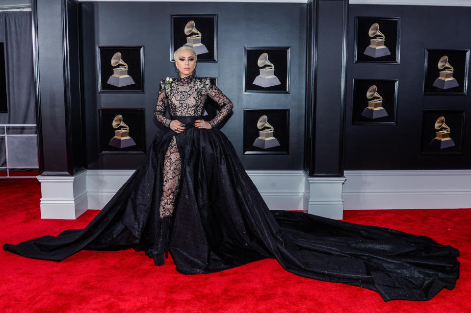 Lady Gaga arrives at the 60th Annual GRAMMY Awards red carpet at Madison Square Garden in New York City, NY on January 28, 2018. (Photo by Anthony Behar/Sipa USA)