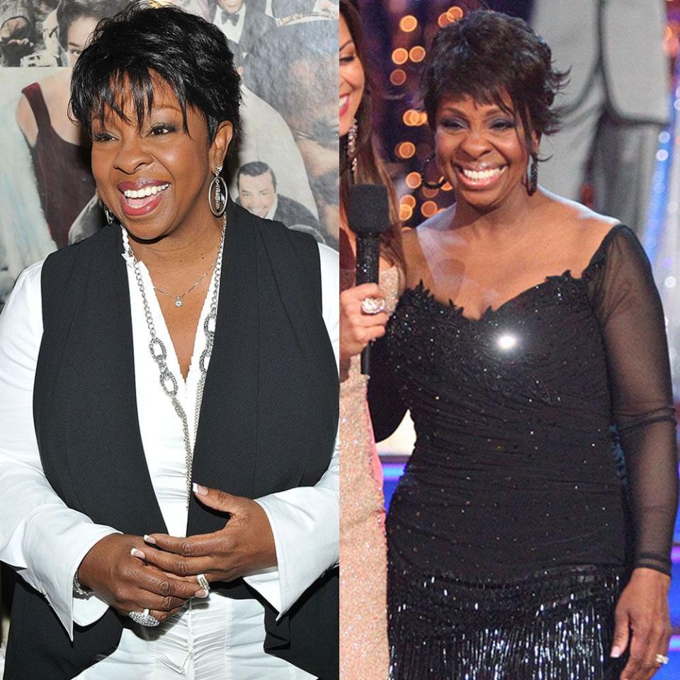 <p>The 67-year-old Motown singer was already losing weight before she arrived for <em>DWTS </em>season 14 in 2012. By the time she was eliminated in the middle of the season, she'd dropped 60 pounds. Her dancing pro Tristan McManus was key to her weight loss, and she didn't want to leave him. “[Tristan] helped [by] wearing me out,” Gladys told reporters backstage after she was eliminated, per <em><a href="https://people.com/tv/dancing-with-the-stars-gladys-knight-says-i-lost-60-lbs/" rel="nofollow noopener" target="_blank" data-ylk="slk:People;elm:context_link;itc:0;sec:content-canvas" class="link ">People</a>. </em>She also followed Freshology’s Getslim with the Stars program to lose weight. “You’ve got to eat healthy and you’ve got to put a little movement into it,” she says.</p>