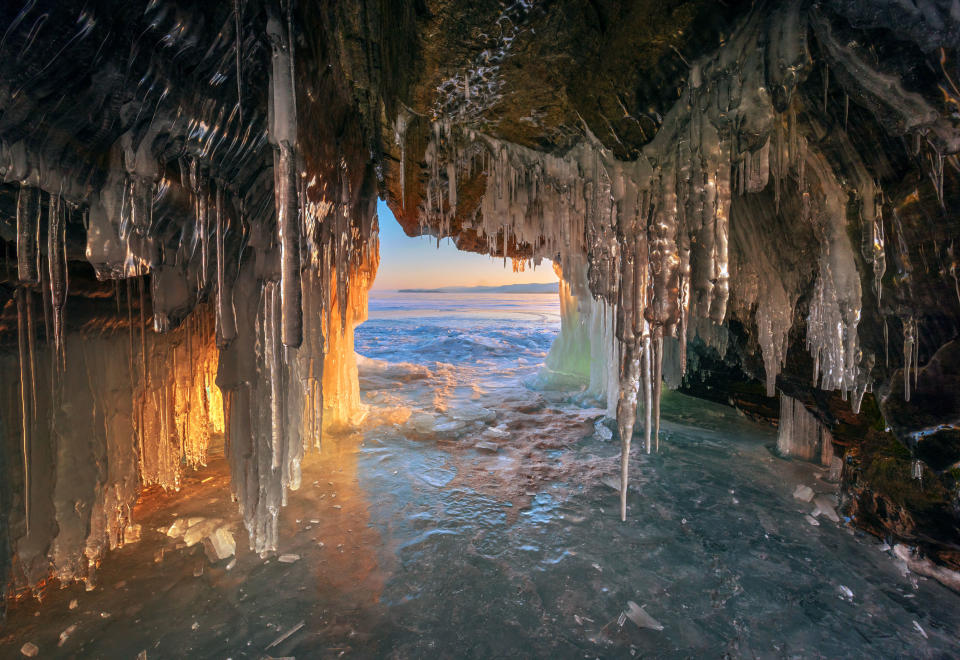 <p>This is the frozen landscape of the Olkhon Islands, Russia. (Caters News) </p>