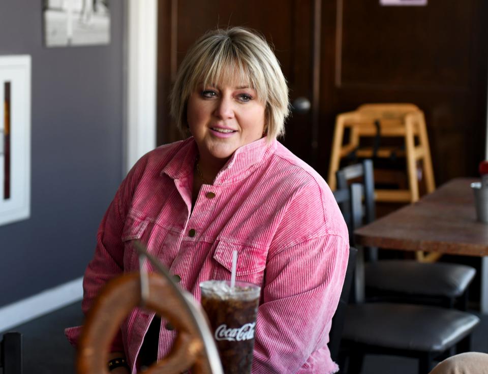 Caitlin, left, and Jamie Evans, owners of Dockside, announce Dock Jam Tuesday, Feb. 14, 2023, in Pocomoke City, Maryland. The concert series will feature Roots and Boots on May 20 and Lonestar Oct. 7 this year.