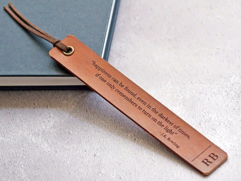 50) Personalized Custom Quote Leather Bookmark