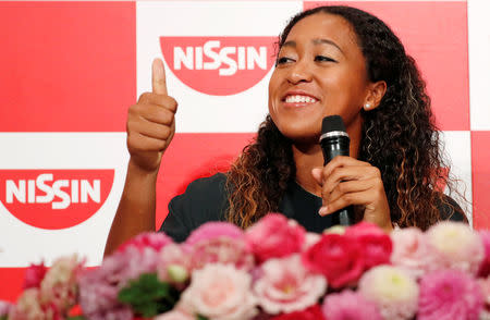 Naomi Osaka of Japan attends a news conference upon her arrival in Japan, after winning the women's singles finals tennis match at the 2018 U.S. Open, in Yokohama September 13, 2018. REUTERS/Toru Hanai