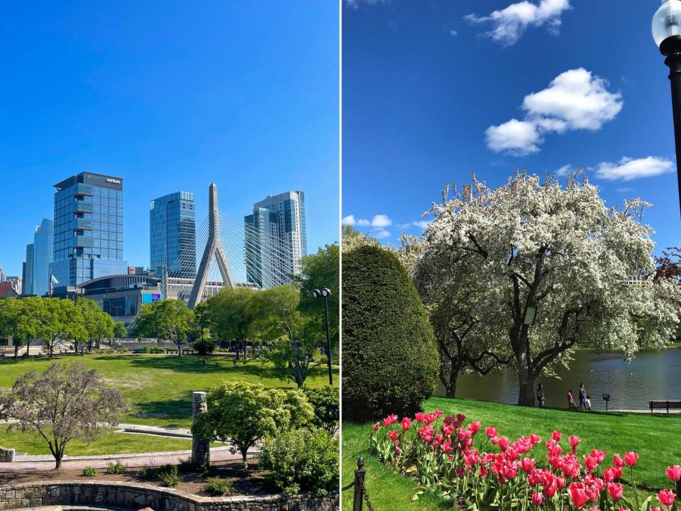 The Paul Revere Park (L) and the Public Garden (R).