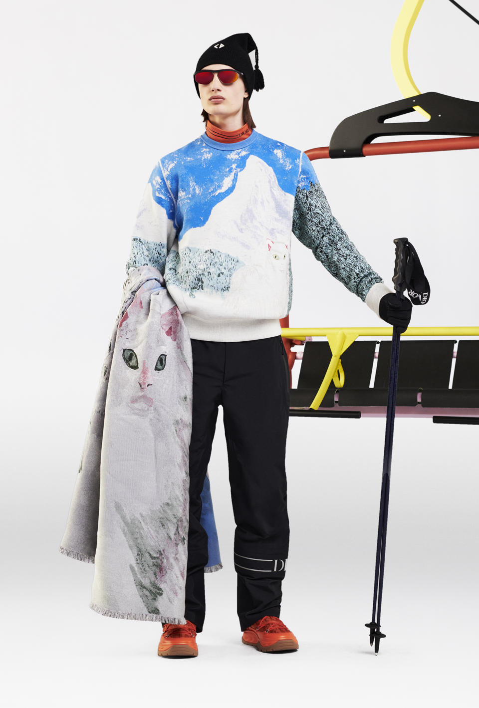 A look from Dior’s men’s ski capsule line designed with Peter Doig. - Credit: Brett Lloyd/Courtesy of Dior