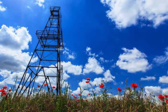 oil and gas rig profiled on...