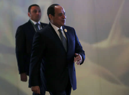 Egyptian President Abdel Fattah al-Sisi s pictured ahead of the 29th Arab Summit in Dhahran, Saudi Arabia April 15, 2018. REUTERS/Hamad I Mohammed