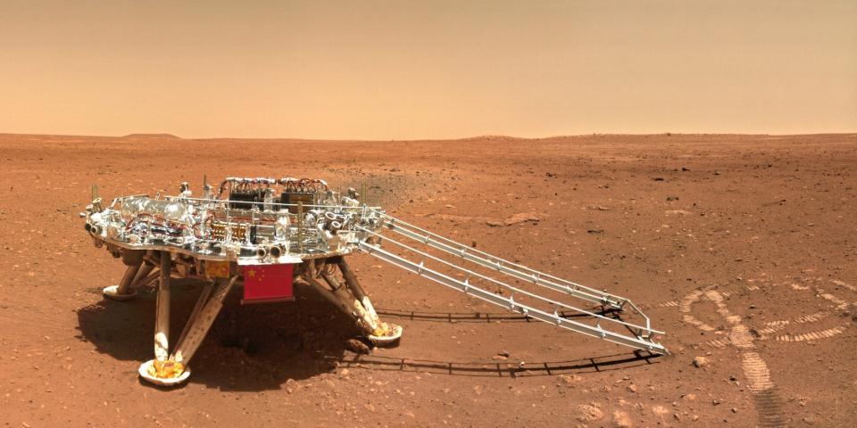 The landing platform captured by China's Zhurong Mars rover, released on June 11, 2021.