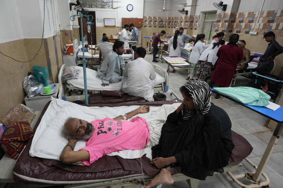 Patients of heatstroke receive treatment at a hospital in Karachi, Pakistan, Thursday, May 23, 2024. Doctors were treating hundreds of victims of heatstroke at various hospitals across Pakistan on Thursday after an intense spell of the heat wave began in the country, and the mercury rose to above normal due to climate change, officials said. (AP Photo/Fareed Khan)