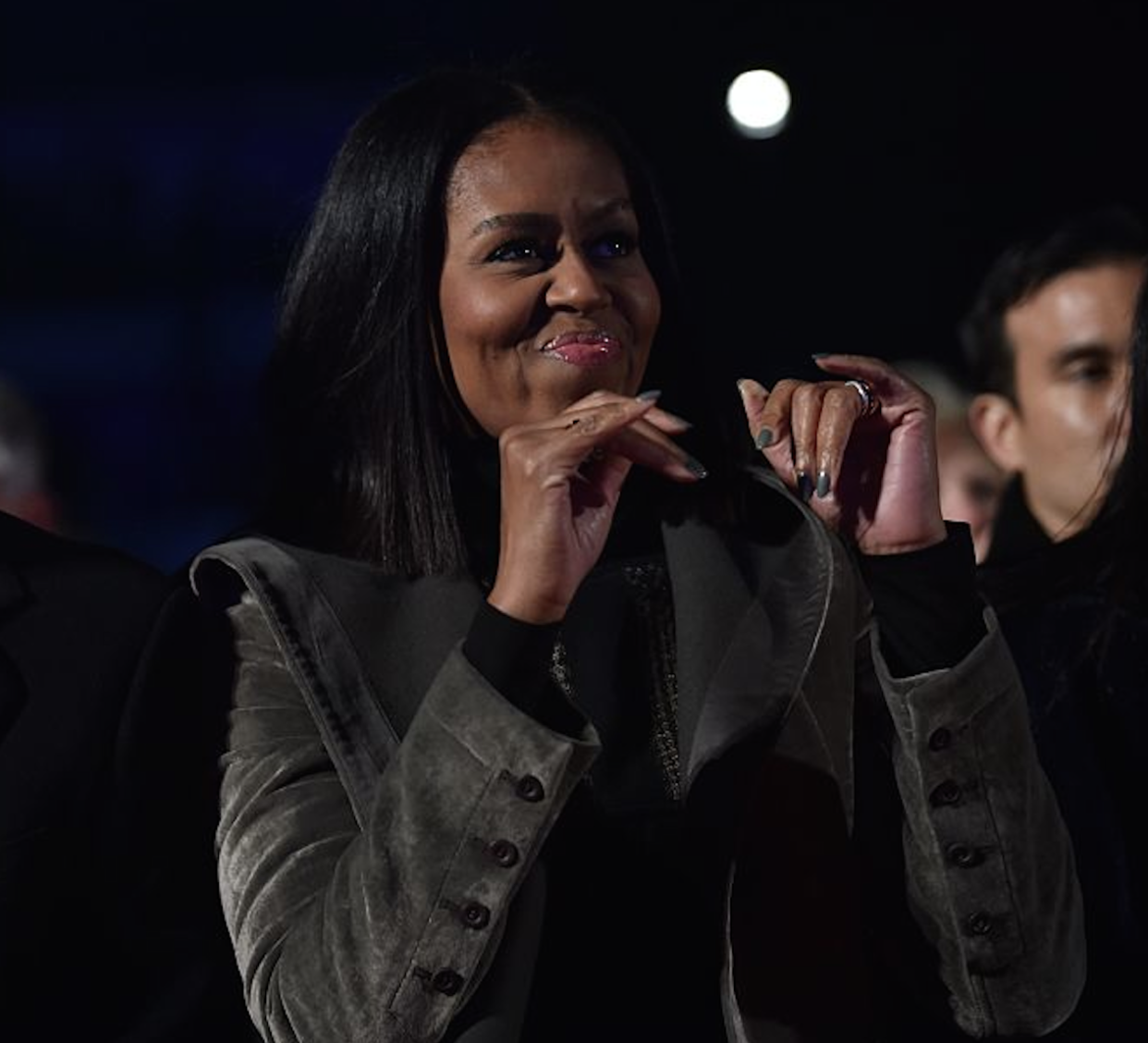 Michelle Obama looked like a shining star at her final Christmas tree lighting