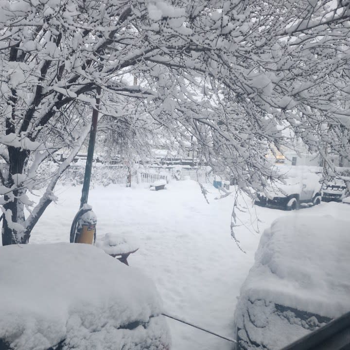 Snow in the yard in Mora (Photo provided by Shirley H.)