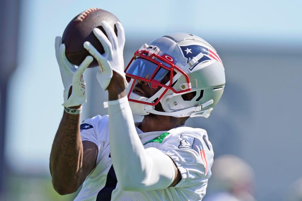 Patriots wide receiver DeVante Parker catches the ball during the team's first practice of training camp on Wednesday in Foxboro.